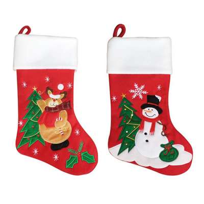 Home Decoration Gift Bag Christmas Snowman And Elk Socks Decoration Stockings For Embroidery