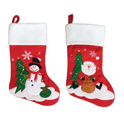 Wholesale Creative Lovely Personalised Xmas Socks Decoration Stocking Shape Christmas Gift Bag