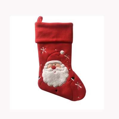 Plush Ornament Decorated Custom Size Red Christmas Stocking Candy Bag