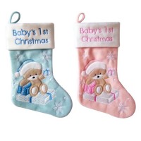 2020 New Design Pink And Light Blue Christmas Santa Stockings For Baby First Christmas Day